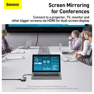 Baseus Metal Gleam Series 6-in-1 Multifunctional Type-C HUB Docking Station（Type-C to HDMI*1+USB3.0*3+PD*1+VGA*1） Default
