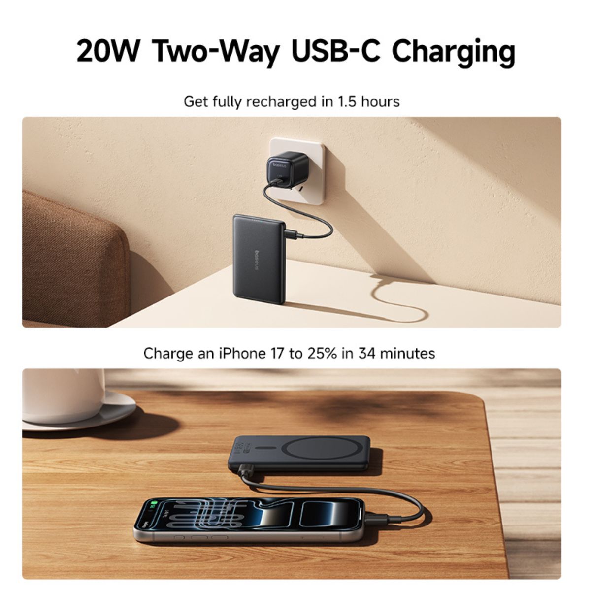 Baseus PicoGo AM31 Mini Magnetic Power Bank 5000mAh 20W Galaxy Natural Titanium