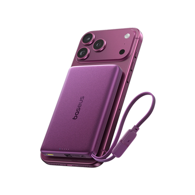 Baseus PicoGo AM52 Qi2.2 Magnetic Power Bank with Cable 10000mAh 45W Dark Cherry Edition Dark Cherry