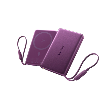 Baseus PicoGo AM52 Qi2.2 Magnetic Power Bank with Cable 10000mAh 45W Dark Cherry Edition