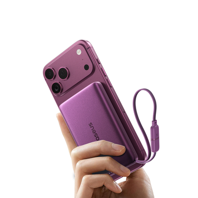 Baseus PicoGo AM52 Qi2.2 Magnetic Power Bank with Cable 10000mAh 45W Dark Cherry Edition