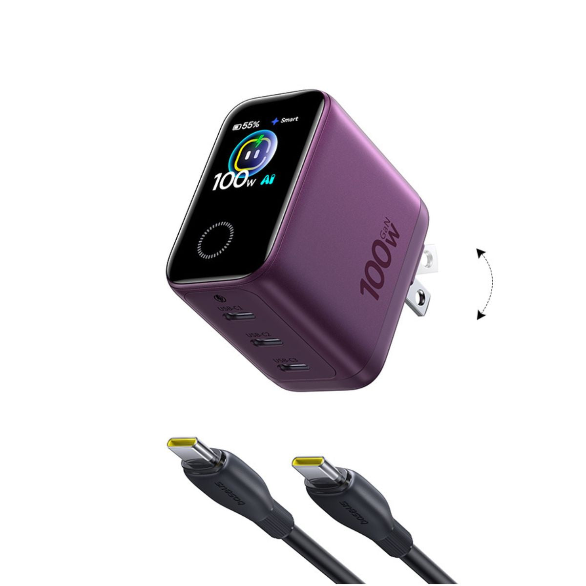 Baseus PicoGo Pro AH22 Digital Display Fast Charger 3C 100W Dark Cherry