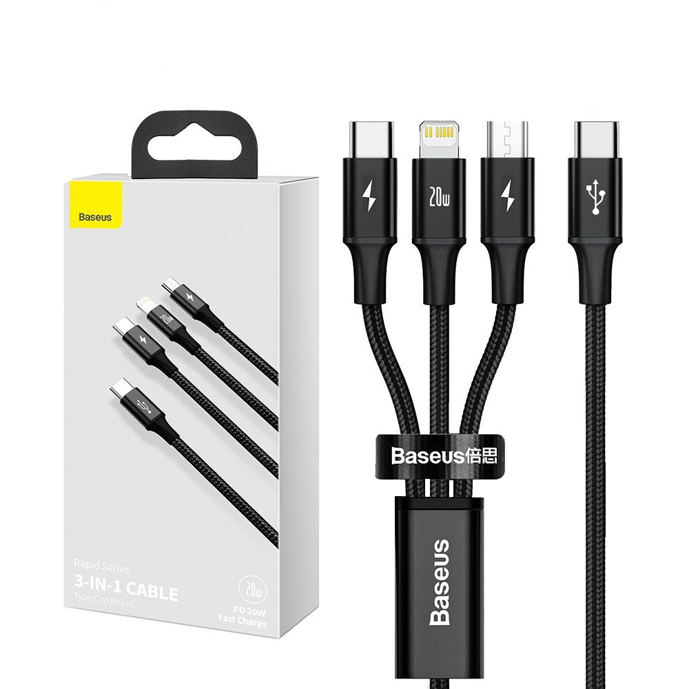 Baseus Rapid Series 3-in-1 Fast Charging Cable (20W, 1.5m) Default