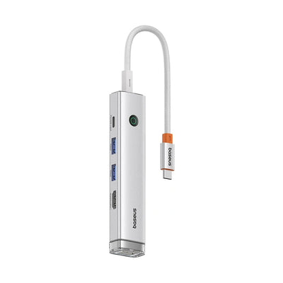 Baseus UltraJoy Series 5-Port HUB AIR, USB-C - HDMI, USB3.0x2, PD, RJ45 (silver) Default