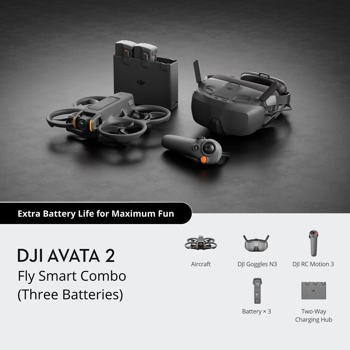 DJI Avata 2 FPV Drone with 3-Battery Fly More Combo