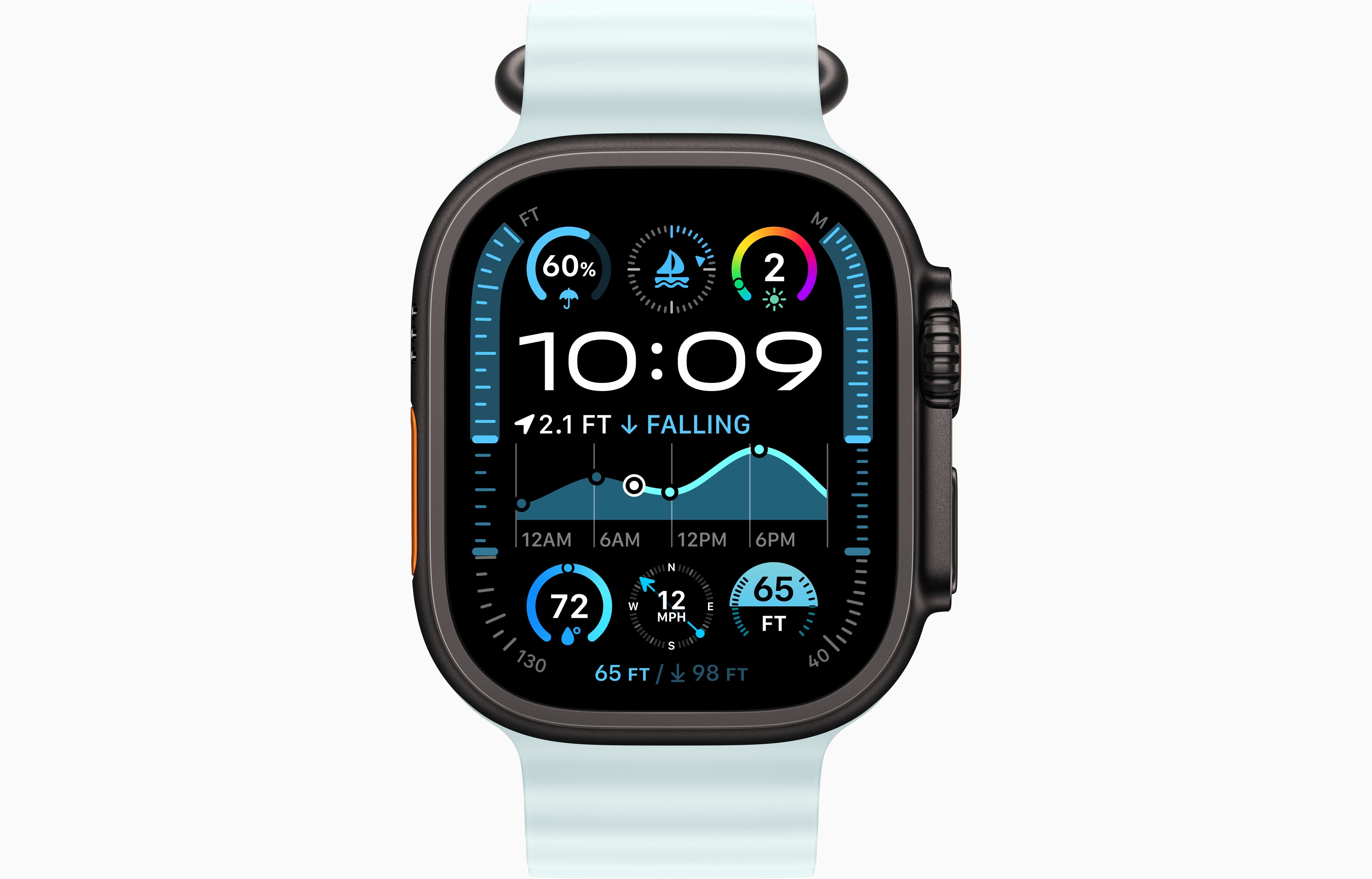 Apple Watch Ultra 2 Black Titanium Case Ocean Band.