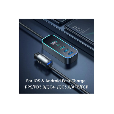 Mcdodo 107W digital display car charger with extension cord (4 USB+1 C)