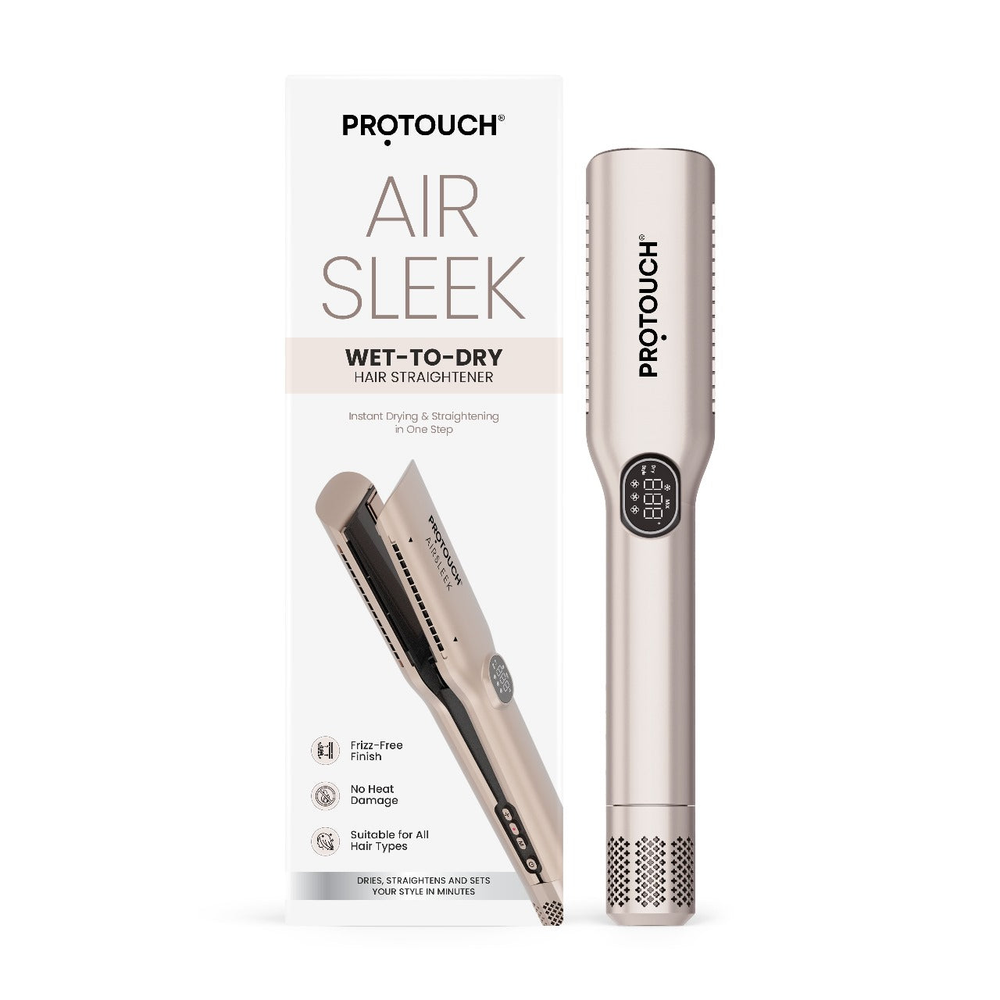 Protouch Air Sleek 2-in-1 Hair Straightener, Instant Drying, Smooth Styling, Zero Heat Damage