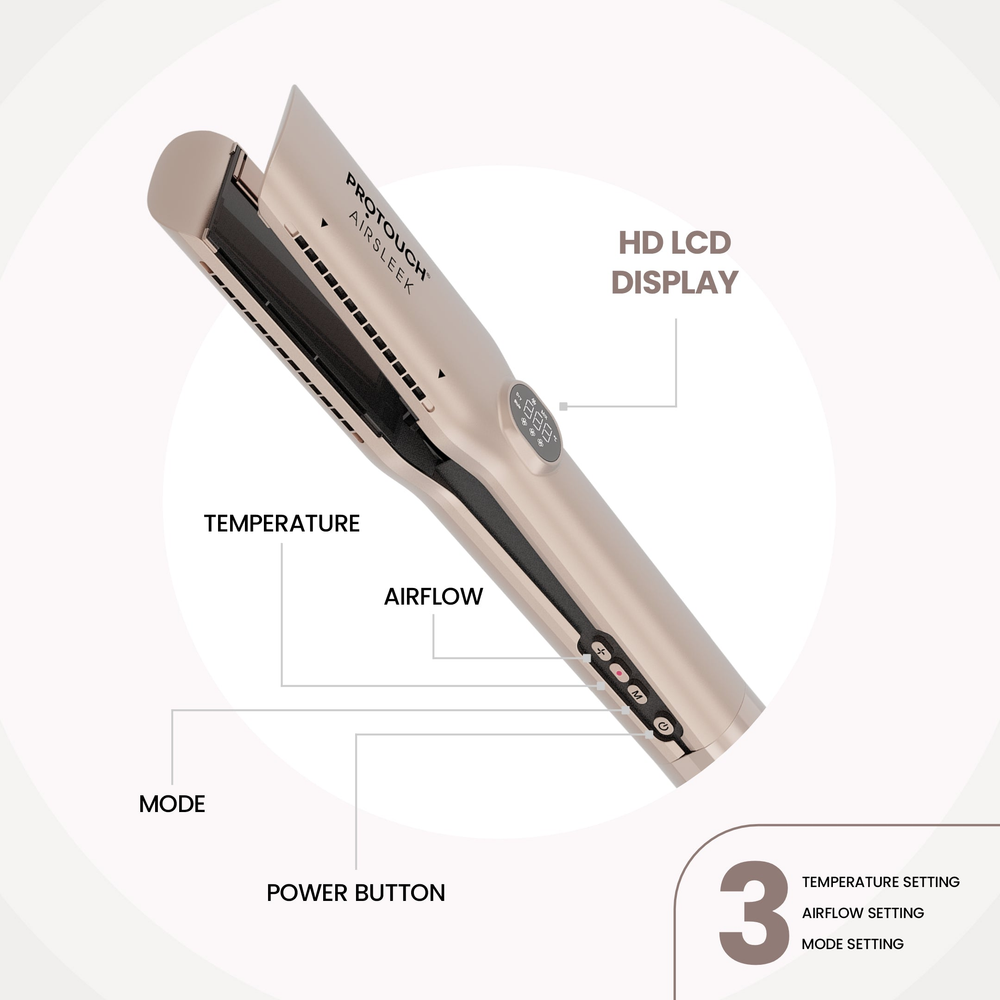 Protouch Air Sleek 2-in-1 Hair Straightener, Instant Drying, Smooth Styling, Zero Heat Damage