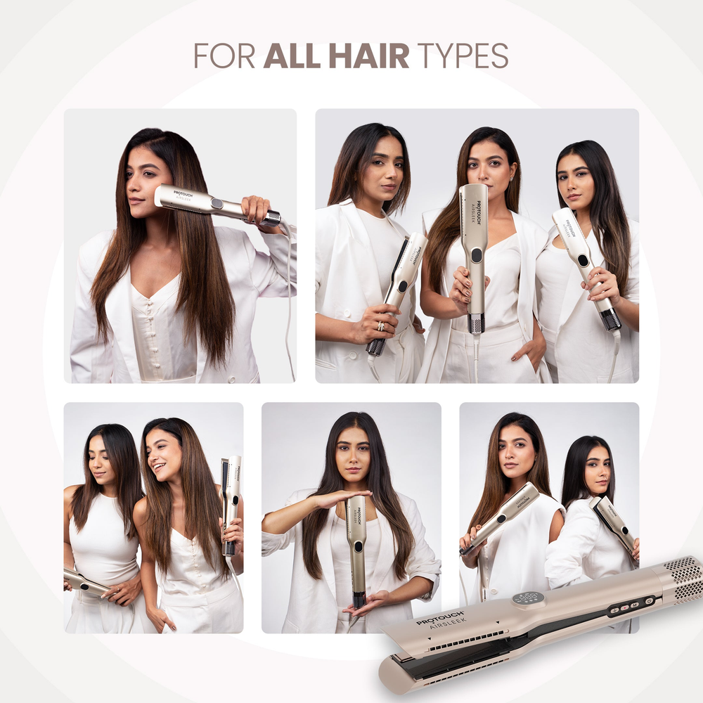 Protouch Air Sleek 2-in-1 Hair Straightener, Instant Drying, Smooth Styling, Zero Heat Damage