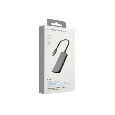 Powerology 4 in 1 USB-C Hub with HDMI and USB 3.0