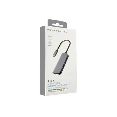 Powerology 4 in 1 USB-C Hub with HDMI and USB 3.0