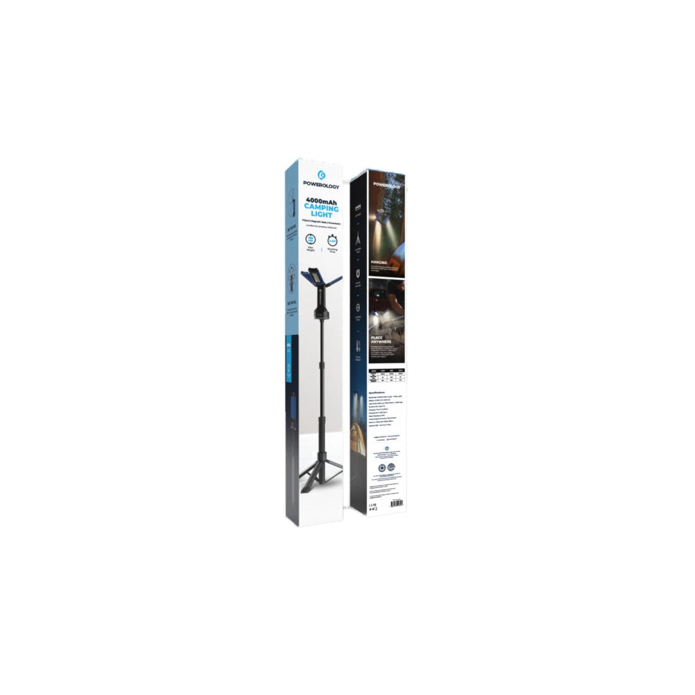 Powerology Camping 4000LM USB-C Foldable Tripod Work-light IPX4, 4000mAh