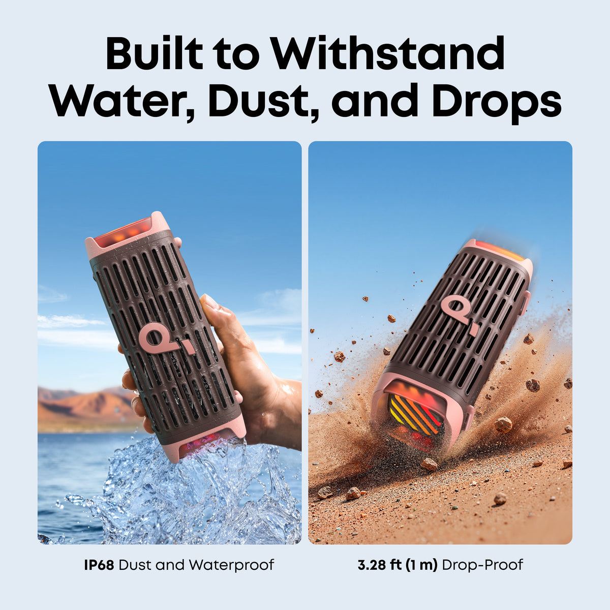 Soundcore Boom 3i Portable Rugged Outdoor Speaker Desert Rose Brown
