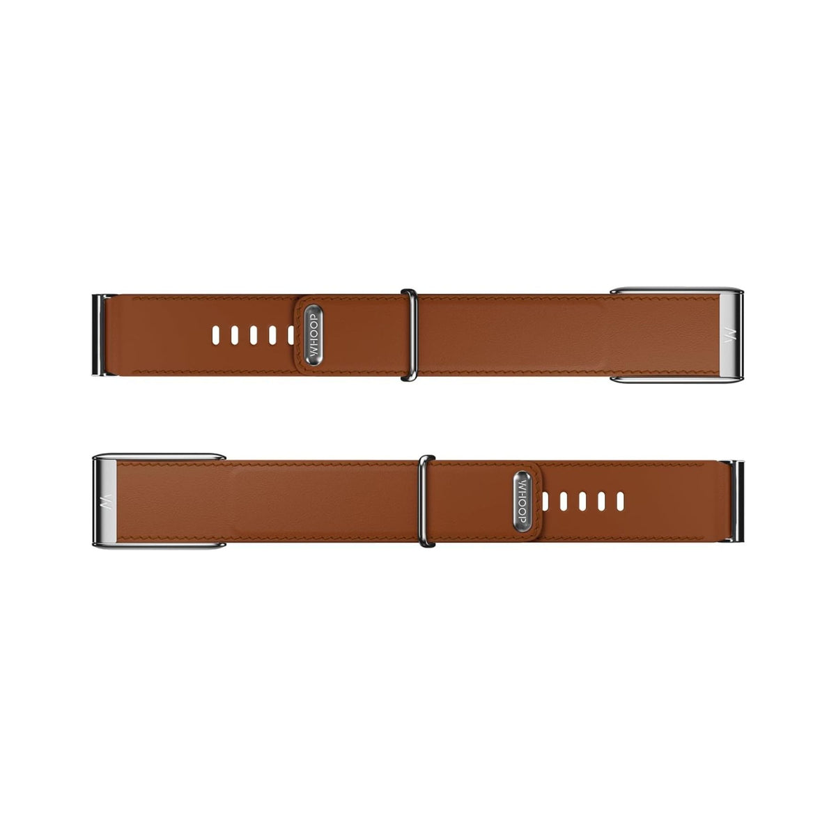 WHOOP 5.0 LeatherLuxe Straight Band Black / Cream with Titanium - L
