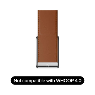 WHOOP 5.0 LeatherLuxe Straight Band Black / Cream with Titanium - L