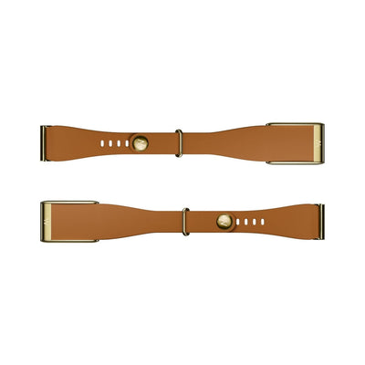 WHOOP 5.0 LeatherLuxe Straight Band Chestnut / Cream with Titanium - S