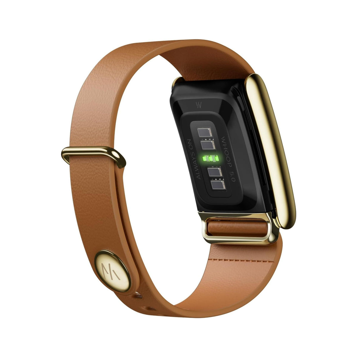 WHOOP 5.0 LeatherLuxe Straight Band Chestnut / Cream with Titanium - S