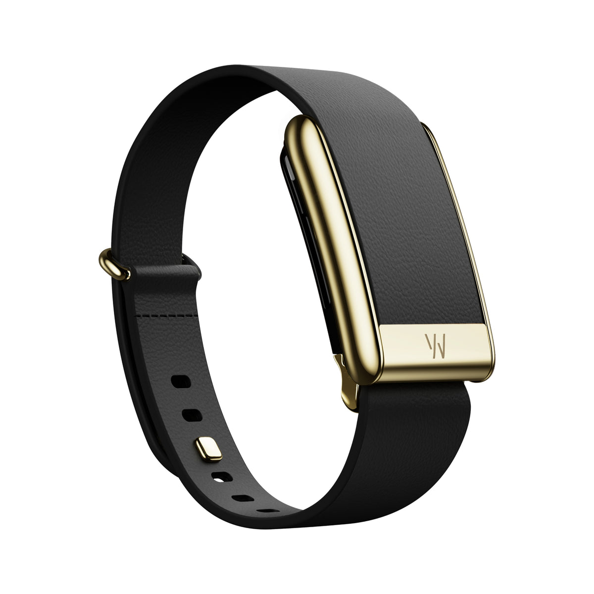 WHOOP 5.0 LeatherLuxe Tapered Band Black with Gold