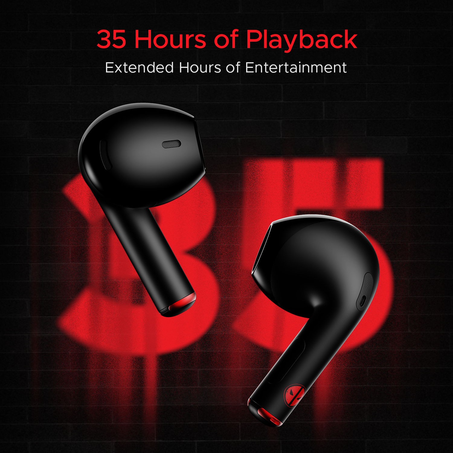 boAt Airdopes Alpha True Wireless Earbuds Assassin Black Deadpool Edition
