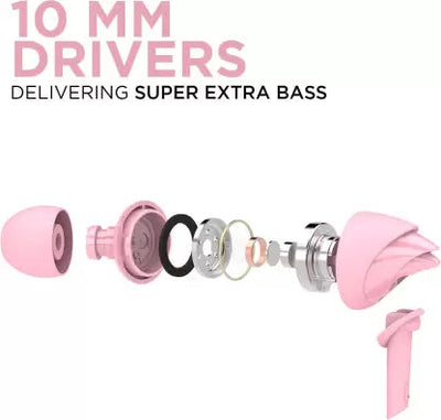 boAt Bassheads 100 Wired Earphones Pink