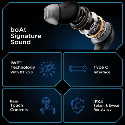 boAt Immortal 131 Wireless Gaming Earbuds Black Sabre