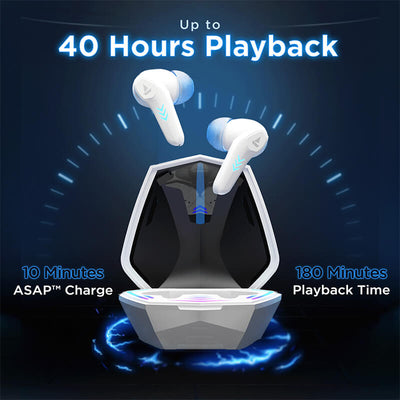 boAt Immortal 131 Wireless Gaming Earbuds White Sabre