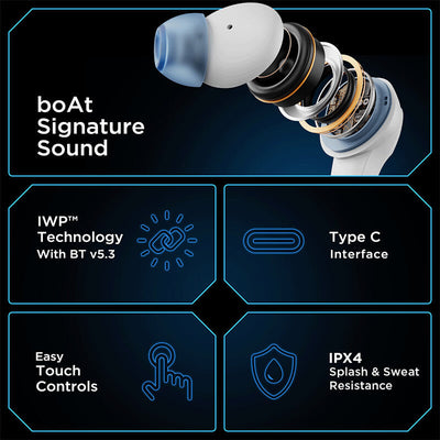 boAt Immortal 131 Wireless Gaming Earbuds White Sabre