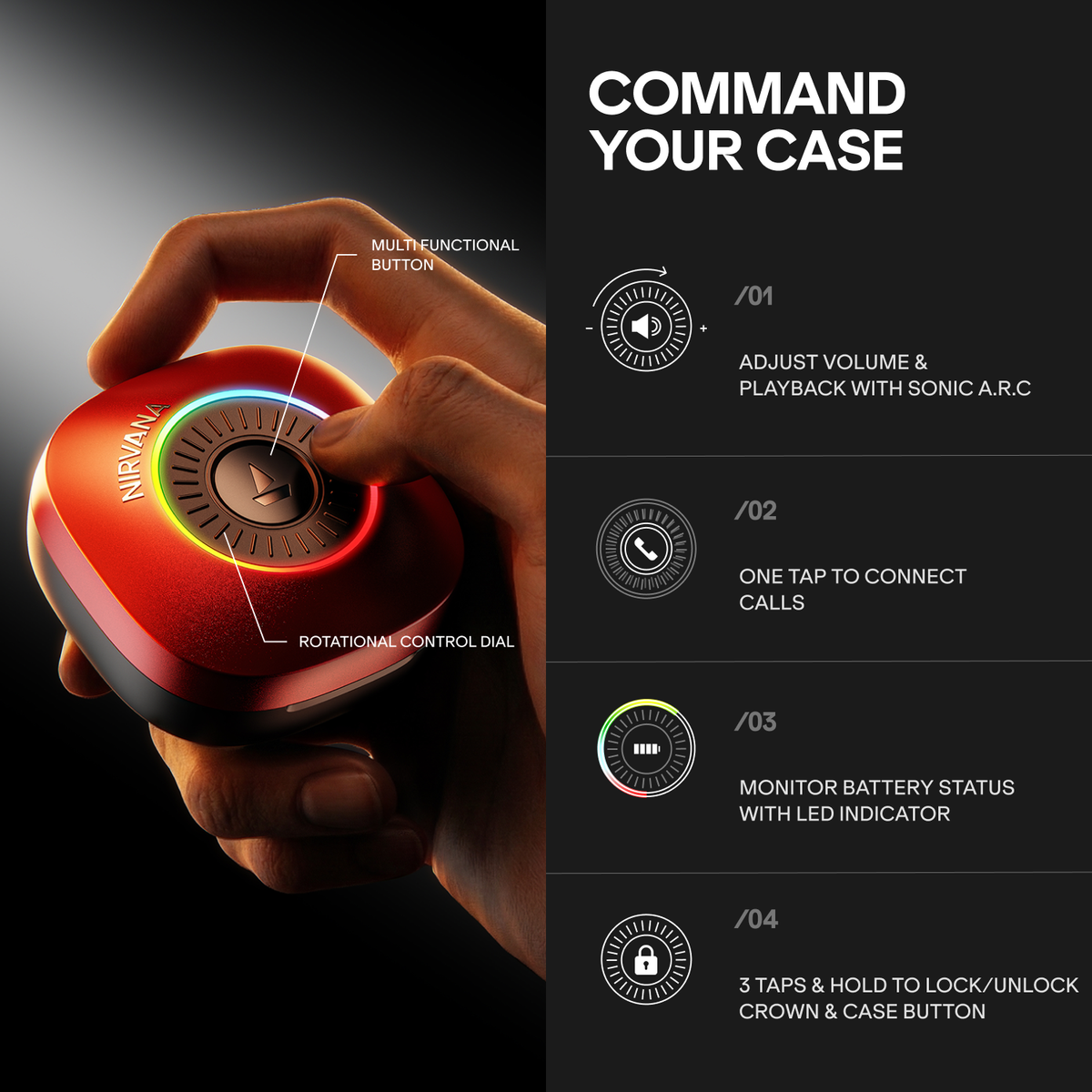 boAt Nirvana Crown TWS Earbuds Blazing Red