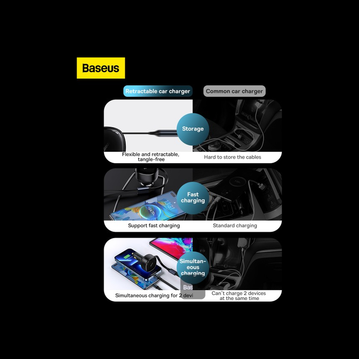 baseus-enjoyment-2in1-car-charger-30w Black