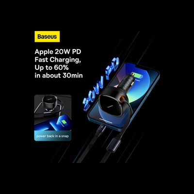 baseus-enjoyment-2in1-car-charger-30w Black