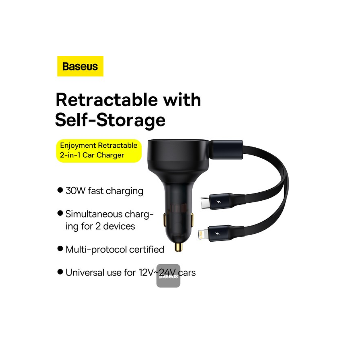 baseus-enjoyment-2in1-car-charger-30w Black