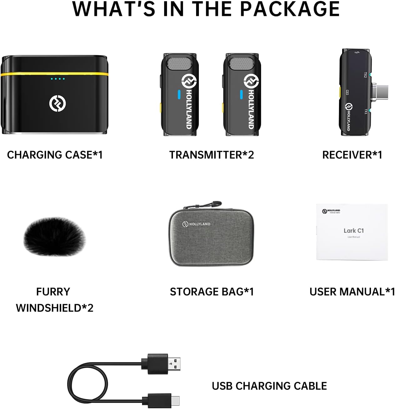 hollyland-lark-c1-wireless-microphone Black