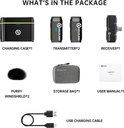 hollyland-lark-c1-wireless-microphone Black