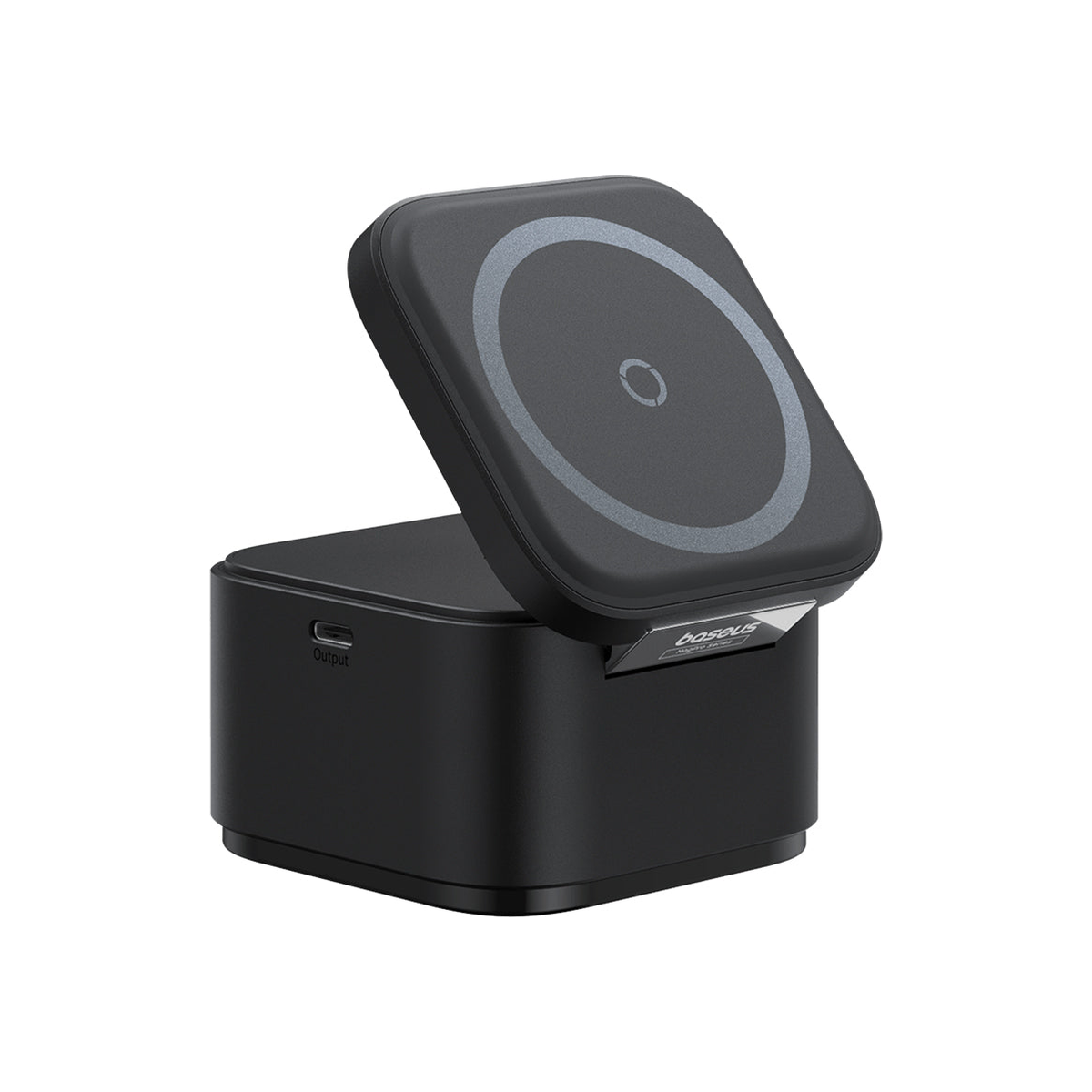 baseus-magpro-2in1-magnetic-wireless-charger-25w Black