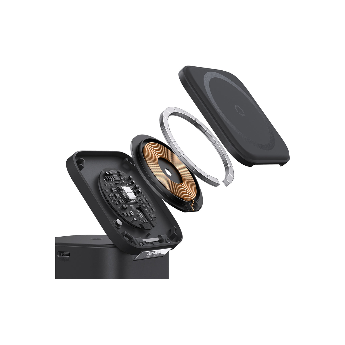 baseus-magpro-2in1-magnetic-wireless-charger-25w Black