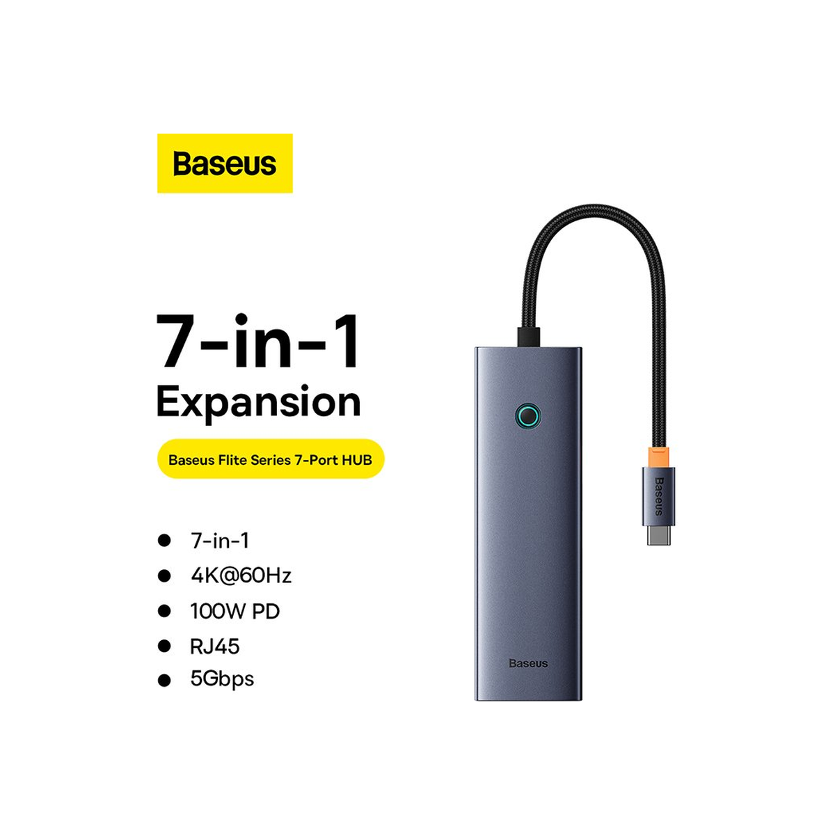 baseus-flite-7-port-hub-docking-station Space Grey