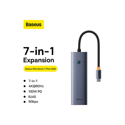 baseus-flite-7-port-hub-docking-station Space Grey