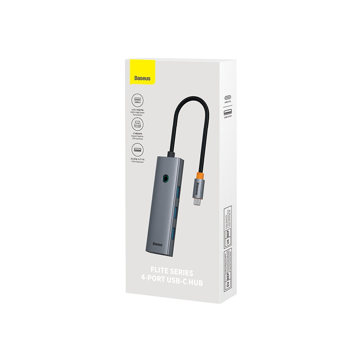 baseus-flite-4-port-hub Space Grey