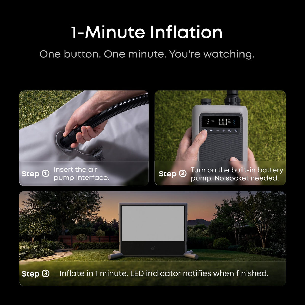 soundcore Nebula 120-Inch Silent Inflatable Projector Screen features