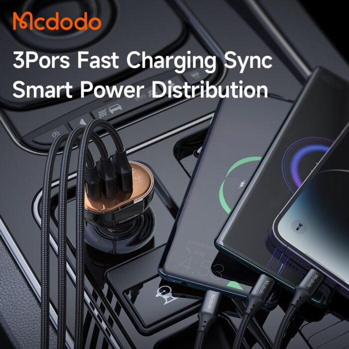 Mcdodo 100W 3-Port Digital Display PD Car Charger - Image 4