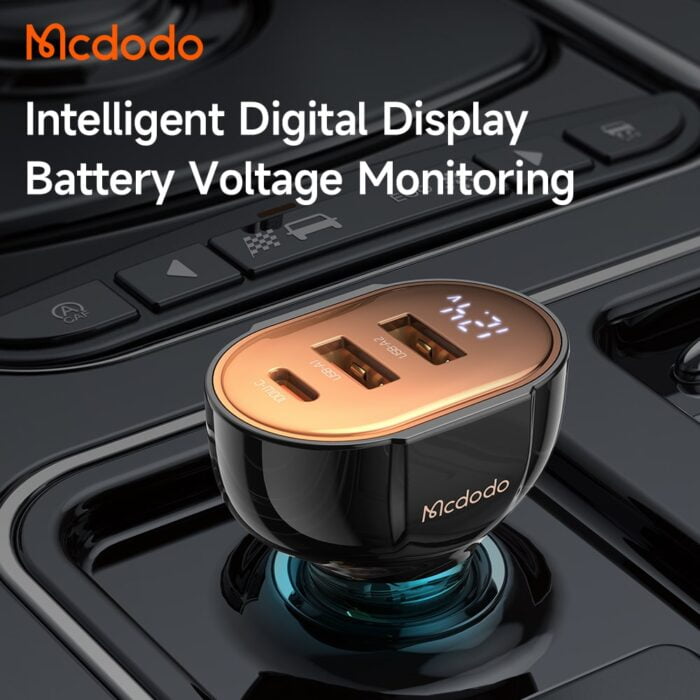 Mcdodo 100W 3-Port Digital Display PD Car Charger - Image 3