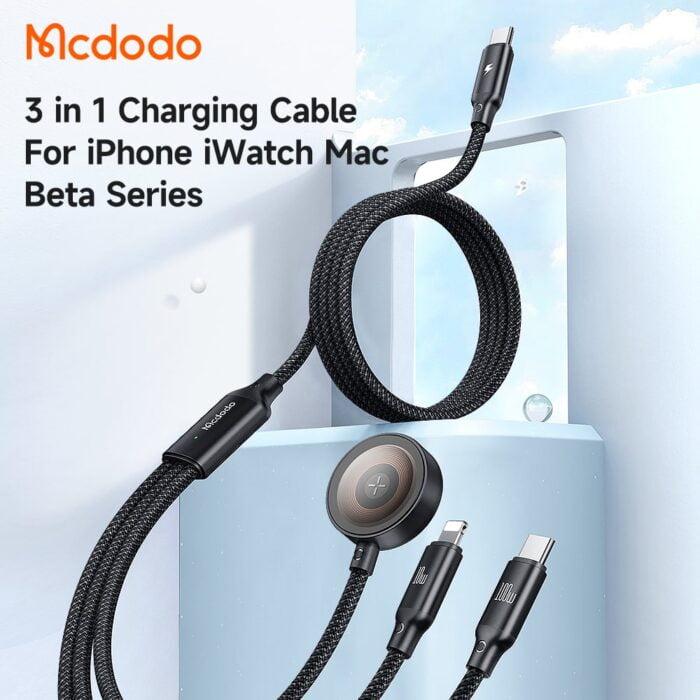 Mcdodo Type - C to L+C+Wireless Charger 100W Wireless Charging Cable For Apple Watch 1 Mcdodo Type – C to L+C+Wireless Charger 100W Wireless Charging Cable For Apple Watch - Image 2