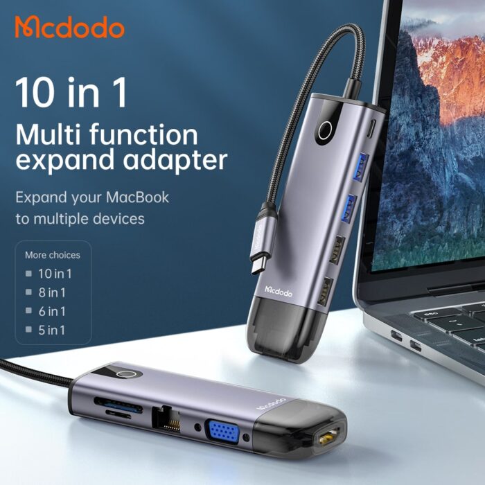 Mcdodo USB C Hub Adapter 10 in 1 Type C Hub1 Mcdodo USB C Hub Adapter 10 in 1 Type C Hub - Image 2