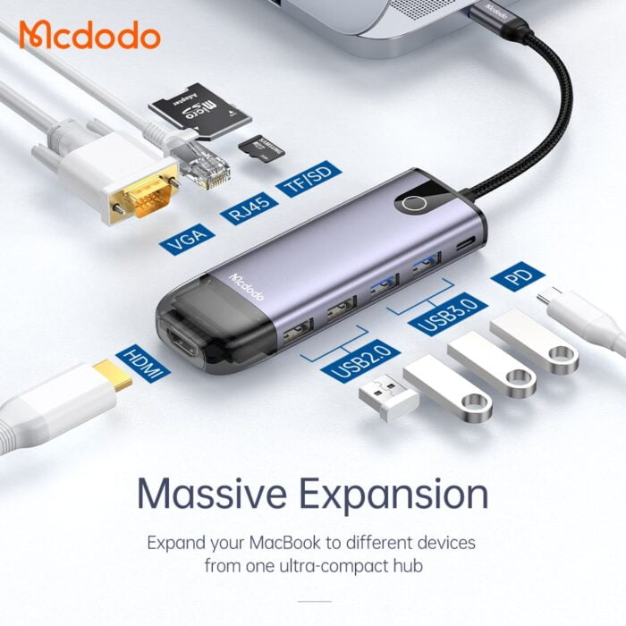 Mcdodo USB C Hub Adapter 10 in 1 Type C Hub3 Mcdodo USB C Hub Adapter 10 in 1 Type C Hub - Image 7