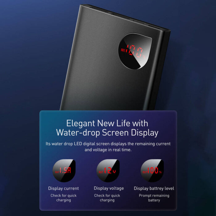 PPAD000001-06 Baseus 10000mAh 22.5W Adaman Metal Digital Display Quick Charge Power Bank - Image 3